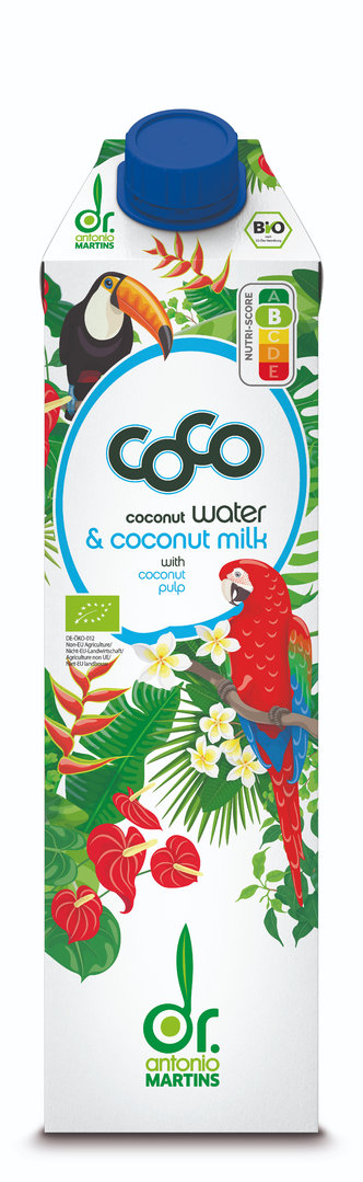 dr. antonio martins coco water & coconut milk with coconut pulp, 1000 ml